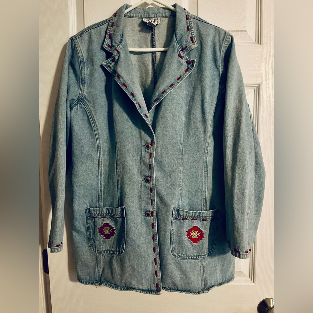 Vintage Cervelle 90’s Denim Jacket with Red Accents